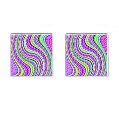 Neon Trippy Swirls Twirls Design Cufflinks (square) by Salmanaz77