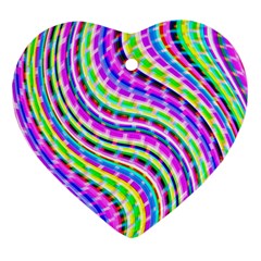 Neon Trippy Swirls Twirls Design Heart Ornament (two Sides) by Salmanaz77