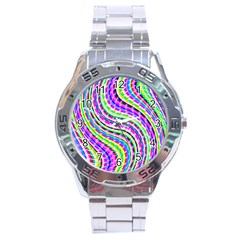 Neon Trippy Swirls Twirls Design Stainless Steel Analogue Watch by Salmanaz77