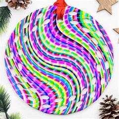 Neon Trippy Swirls Twirls Design Round Filigree Ornament (two Sides)