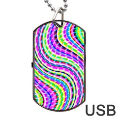 Neon Trippy Swirls Twirls Design Dog Tag Usb Flash (two Sides) by Salmanaz77