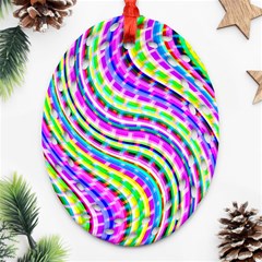 Neon Trippy Swirls Twirls Design Oval Filigree Ornament (two Sides)