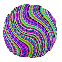 Neon Trippy Swirls Twirls Design Large 18  Premium Flano Round Cushions by Salmanaz77