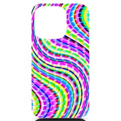 Neon Trippy Swirls Twirls Design Iphone 14 Pro Black Uv Print Case by Salmanaz77