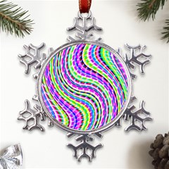 Neon Trippy Swirls Twirls Design Metal Large Snowflake Ornament by Salmanaz77