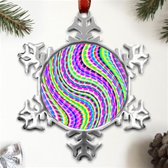 Neon Trippy Swirls Twirls Design Metal Small Snowflake Ornament by Salmanaz77