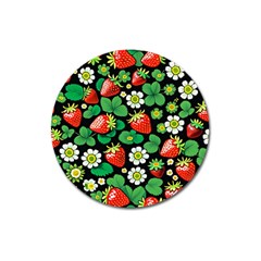 Strawberries Pattern Magnet 3  (round) by Salmanaz77