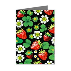 Strawberries Pattern Mini Greeting Card by Salmanaz77