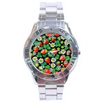 Strawberries Pattern Stainless Steel Analogue Watch Front