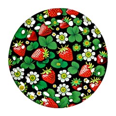 Strawberries Pattern Round Filigree Ornament (two Sides)