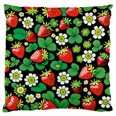 Strawberries Pattern Large Premium Plush Fleece Cushion Case (one Side) by Salmanaz77