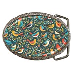 Birds Pattern Flowers Whimsical Belt Buckles Front