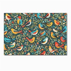 Birds Pattern Flowers Whimsical Postcard 4 x 6  (Pkg of 10)