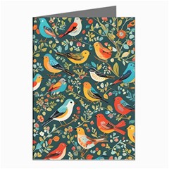 Birds Pattern Flowers Whimsical Greeting Cards (Pkg of 8)