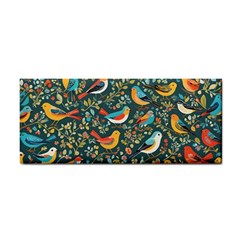 Birds Pattern Flowers Whimsical Hand Towel by Salmanaz77