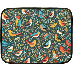 Birds Pattern Flowers Whimsical Two Sides Fleece Blanket (mini) by Salmanaz77