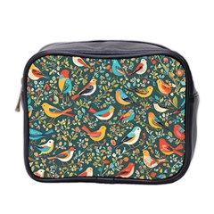 Birds Pattern Flowers Whimsical Mini Toiletries Bag (Two Sides)