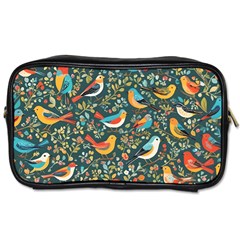 Birds Pattern Flowers Whimsical Toiletries Bag (two Sides) by Salmanaz77