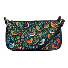 Birds Pattern Flowers Whimsical Shoulder Clutch Bag by Salmanaz77