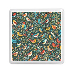 Birds Pattern Flowers Whimsical Memory Card Reader (Square)