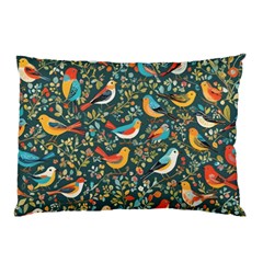 Birds Pattern Flowers Whimsical Pillow Case (two Sides) by Salmanaz77