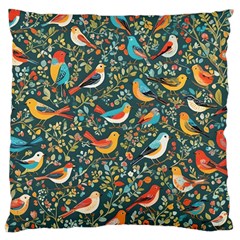 Birds Pattern Flowers Whimsical Large Cushion Case (One Side)