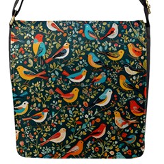 Birds Pattern Flowers Whimsical Flap Closure Messenger Bag (s) by Salmanaz77