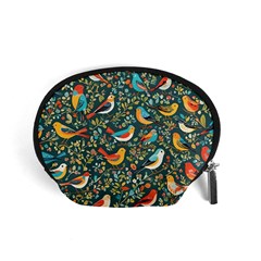 Birds Pattern Flowers Whimsical Accessory Pouch (small) by Salmanaz77