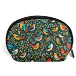 Birds Pattern Flowers Whimsical Accessory Pouch (Large) Front