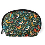 Birds Pattern Flowers Whimsical Accessory Pouch (Large) Back