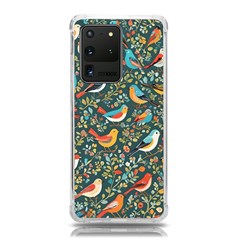 Birds Pattern Flowers Whimsical Samsung Galaxy S20 Ultra 6.9 Inch TPU UV Case