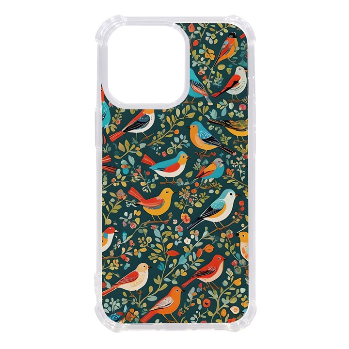 Birds Pattern Flowers Whimsical iPhone 13 Pro TPU UV Print Case