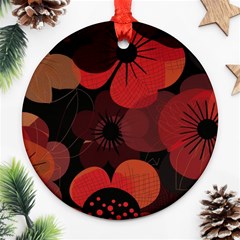 Flower Floral Flora Nature Pattern Background Backdrop Round Ornament (two Sides)