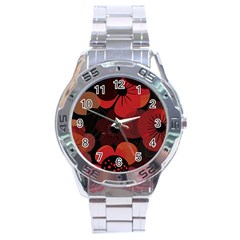 Flower Floral Flora Nature Pattern Background Backdrop Stainless Steel Analogue Watch by Salmanaz77