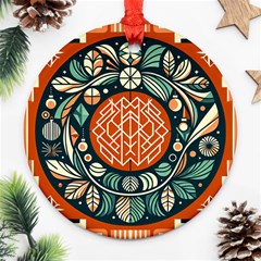 Wreath Deco Christmas Round Ornament (two Sides)