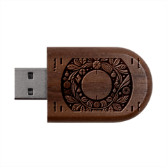 Wreath Deco Christmas Wood Oval Usb Flash Drive by Salmanaz77