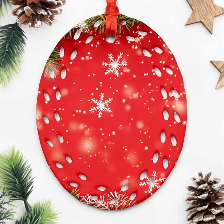 Christmas Ornament Oval Filigree Ornament (Two Sides)