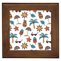 Summer Pineapple Fruit Tropical Framed Tile by Paksenen