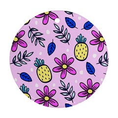 Flowers Petals Pineapples Fruit Ornament (round)