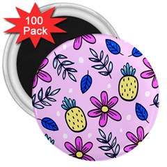 Flowers Petals Pineapples Fruit 3  Magnets (100 Pack)