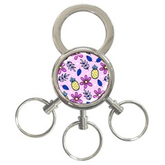 Flowers Petals Pineapples Fruit 3-ring Key Chain by Paksenen