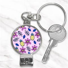 Flowers Petals Pineapples Fruit Nail Clippers Key Chain by Paksenen