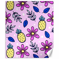 Flowers Petals Pineapples Fruit Canvas 8  X 10  by Paksenen