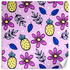 Flowers Petals Pineapples Fruit Canvas 12  X 12  by Paksenen