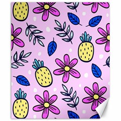 Flowers Petals Pineapples Fruit Canvas 20  X 24  by Paksenen