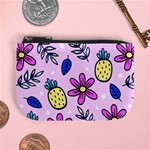 Flowers Petals Pineapples Fruit Mini Coin Purse Front