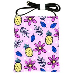 Flowers Petals Pineapples Fruit Shoulder Sling Bag by Paksenen