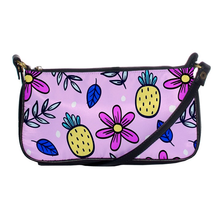 Flowers Petals Pineapples Fruit Shoulder Clutch Bag