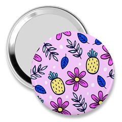 Flowers Petals Pineapples Fruit 3  Handbag Mirrors by Paksenen