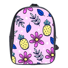 Flowers Petals Pineapples Fruit School Bag (xl) by Paksenen